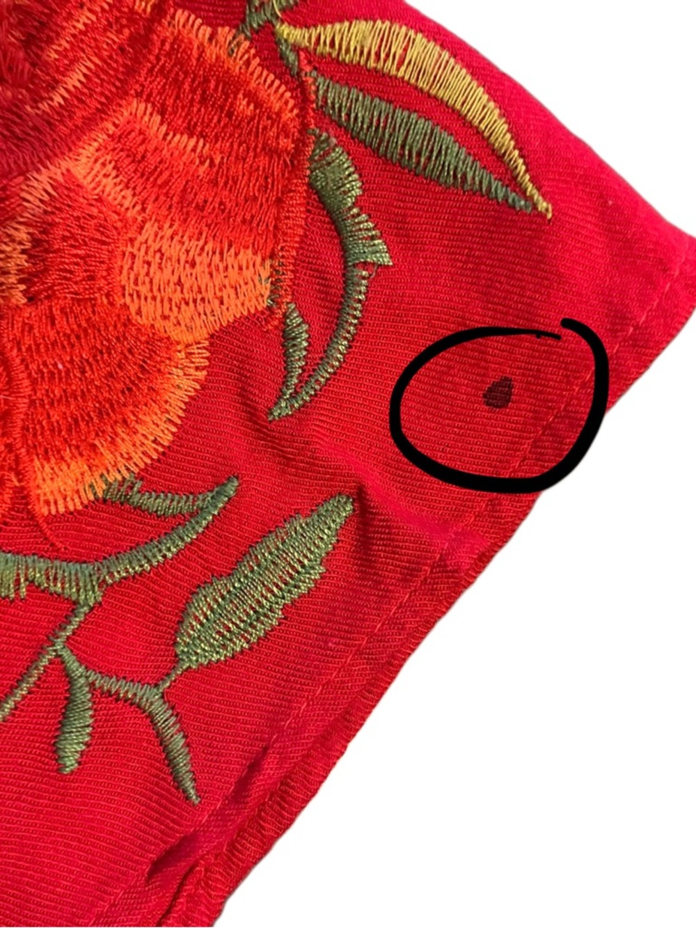 Umgee Red Embroidered Boho Peasant Top Floral Sleeve Off Shoulder Blouse M - Picture 6 of 6